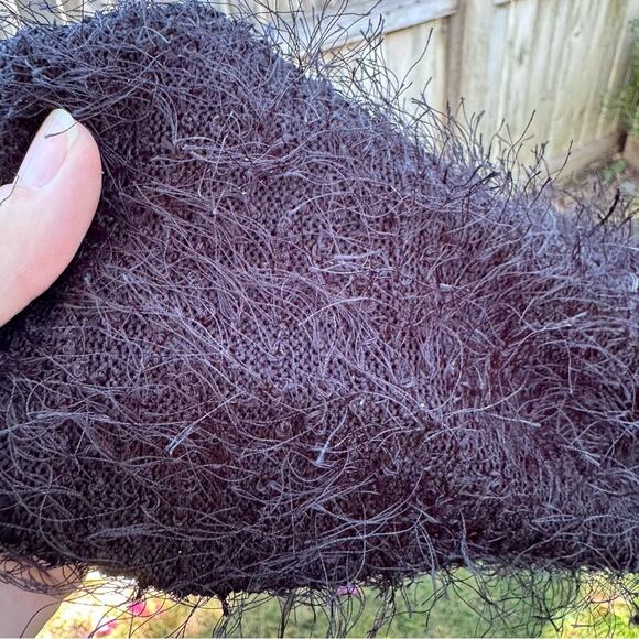 Picadilly Fashions Black Cardigan Women's Size Medium Open Front Fuzzy - Picture 10 of 12